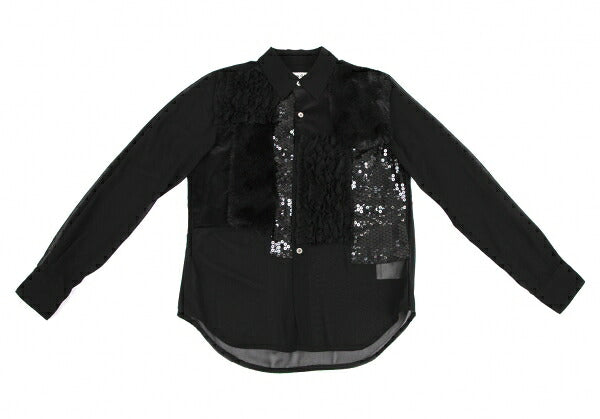 COMME des GARCONS Mixed Patchwork Sheer Blouse Shirt Size XS