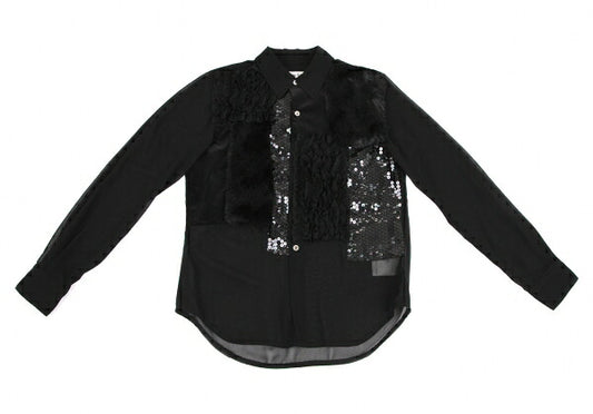 COMME des GARCONS Mixed Patchwork Sheer Blouse Shirt Size XS
