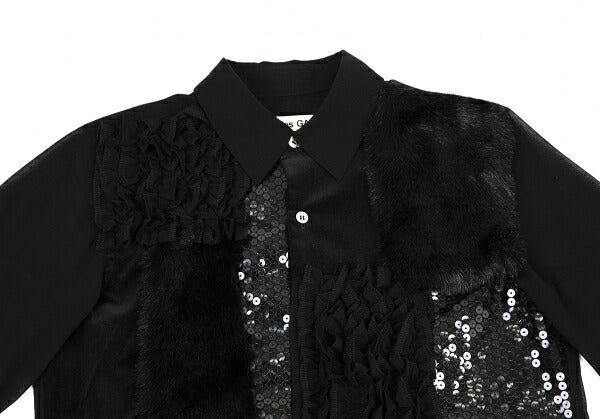 COMME des GARCONS Mixed Patchwork Sheer Blouse Shirt Size XS