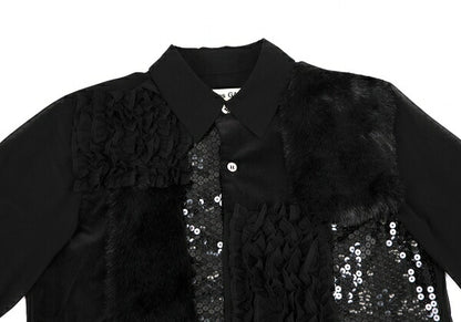 COMME des GARCONS Mixed Patchwork Sheer Blouse Shirt Size XS