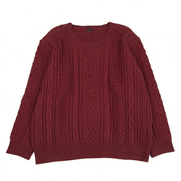 Papas Silk Cashmere Wool Fisherman Knit Sweater Red Size 50L
