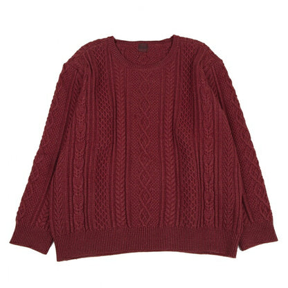 Papas Silk Cashmere Wool Fisherman Knit Sweater Red Size 50L