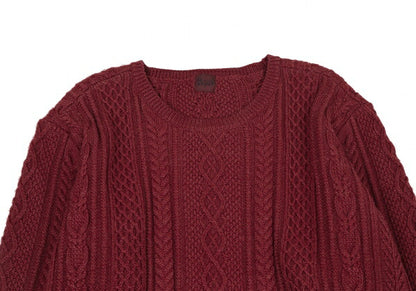 Papas Silk Cashmere Wool Fisherman Knit Sweater Red Size 50L