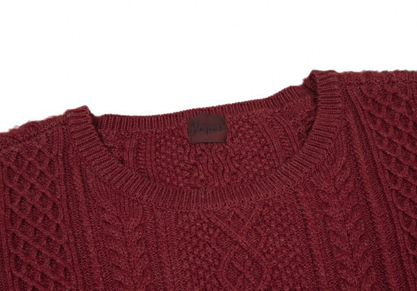 Papas Silk Cashmere Wool Fisherman Knit Sweater Red Size 50L