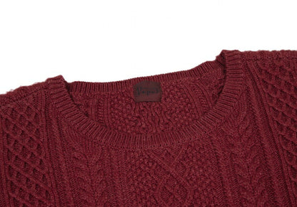 Papas Silk Cashmere Wool Fisherman Knit Sweater Red Size 50L
