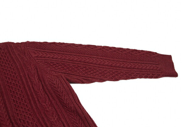 Papas Silk Cashmere Wool Fisherman Knit Sweater Red Size 50L