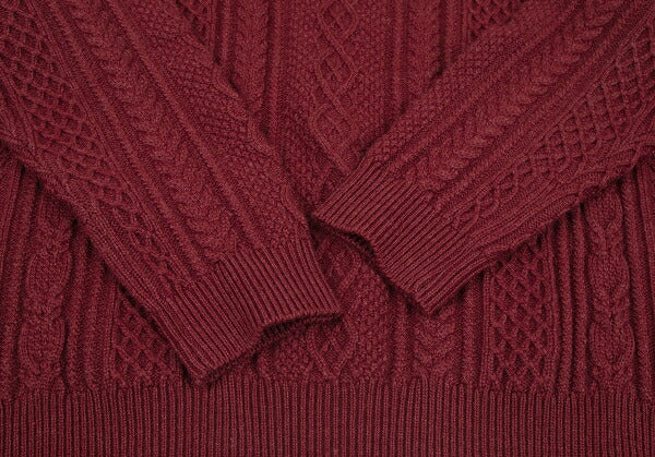 Papas Silk Cashmere Wool Fisherman Knit Sweater Red Size 50L