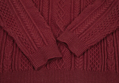 Papas Silk Cashmere Wool Fisherman Knit Sweater Red Size 50L