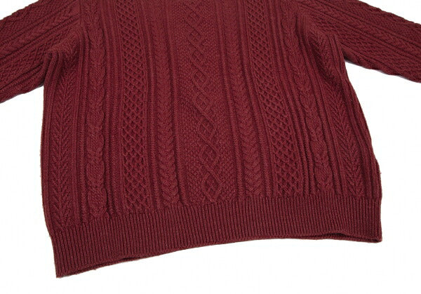 Papas Silk Cashmere Wool Fisherman Knit Sweater Red Size 50L
