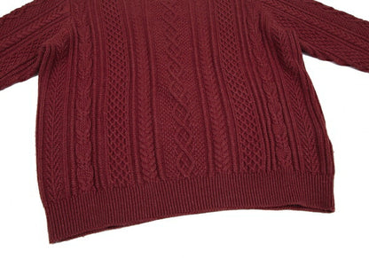 Papas Silk Cashmere Wool Fisherman Knit Sweater Red Size 50L