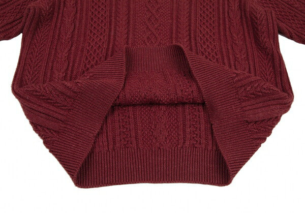 Papas Silk Cashmere Wool Fisherman Knit Sweater Red Size 50L