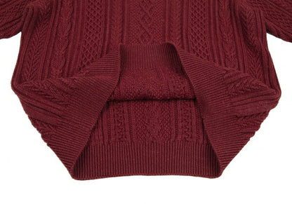 Papas Silk Cashmere Wool Fisherman Knit Sweater Red Size 50L