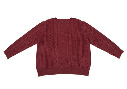 Papas Silk Cashmere Wool Fisherman Knit Sweater Red Size 50L