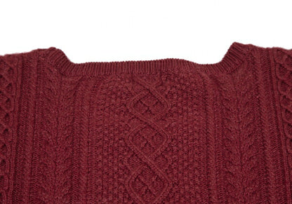 Papas Silk Cashmere Wool Fisherman Knit Sweater Red Size 50L