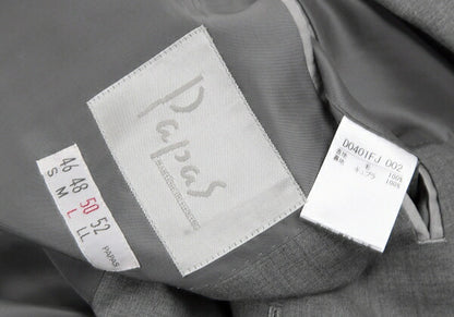 Papas Wool Notched Lapel 3-Button Jacket Gray Size 50L
