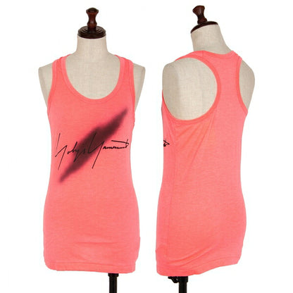 Yohji Yamamoto FEMME Spray Logo Print Tank Neon Pink Size 2