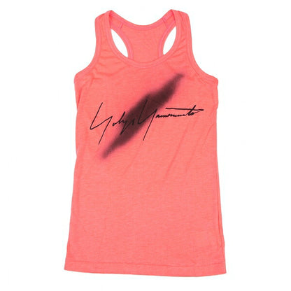 Yohji Yamamoto FEMME Spray Logo Print Tank Neon Pink Size 2
