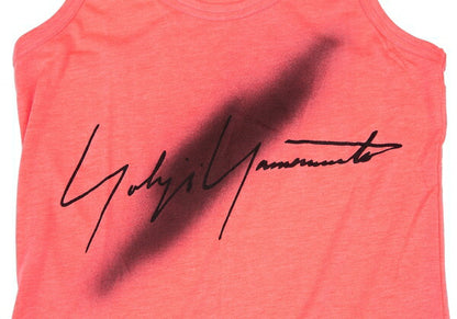 Yohji Yamamoto FEMME Spray Logo Print Tank Neon Pink Size 2