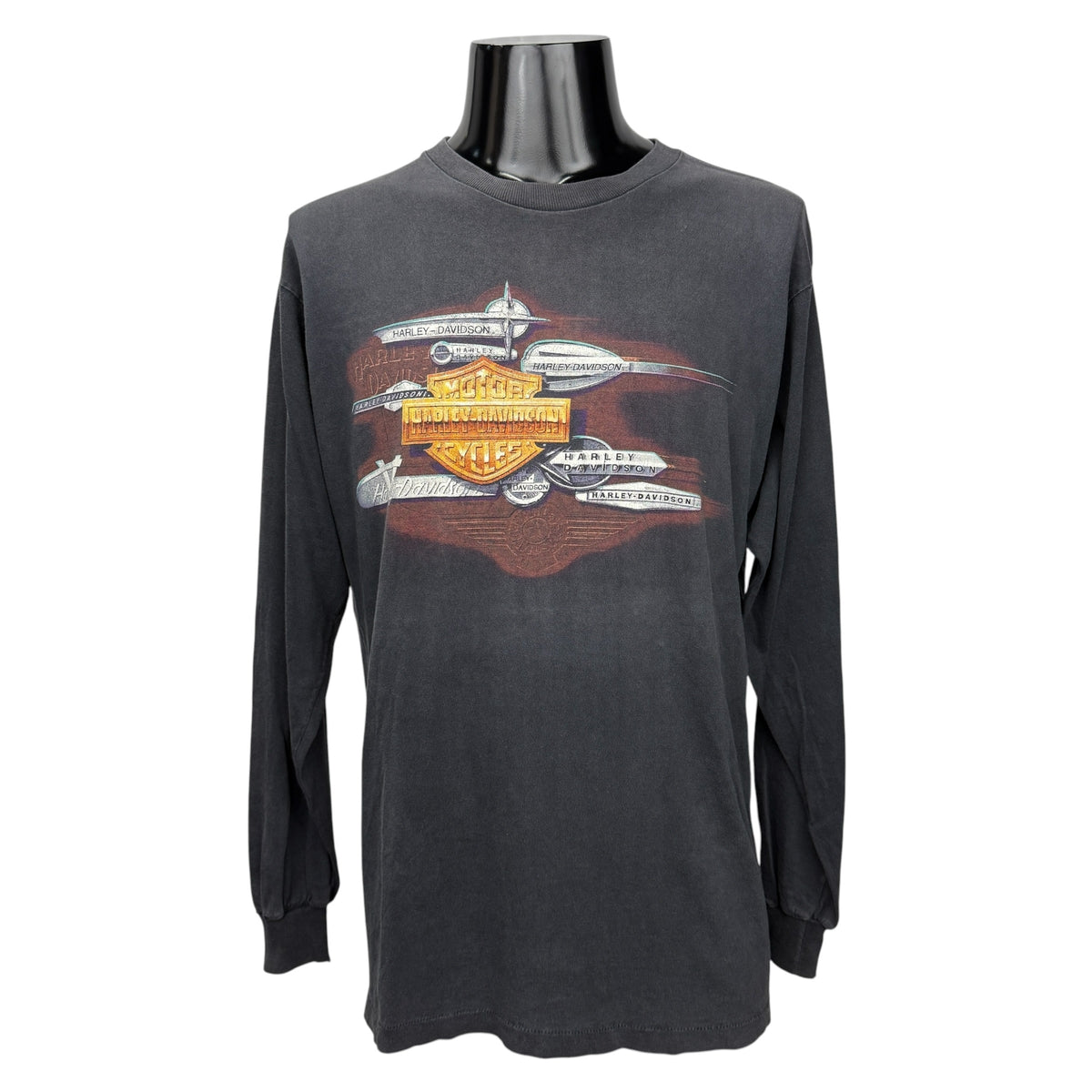 HARLEY DAVIDSON 90s HAL'S Flames Sleeve T-Shirt Size L