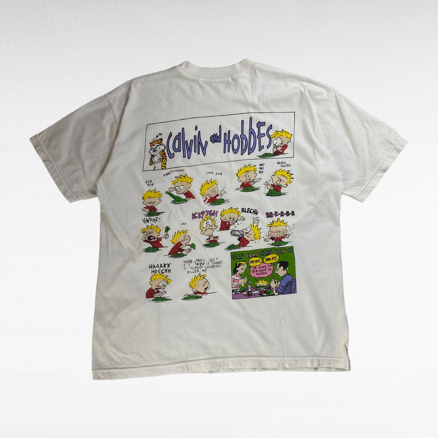 SHARK ATTACK 90s Calvin & Hobbes Cartoon T-Shirt Size L