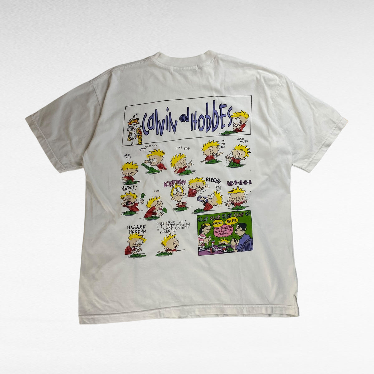 SHARK ATTACK 90s Calvin & Hobbes Cartoon T-Shirt Size L