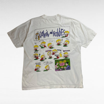 SHARK ATTACK 90s Calvin & Hobbes Cartoon T-Shirt Size L