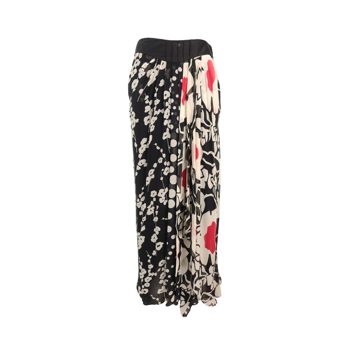KENZO Black White Red Midi Skirt