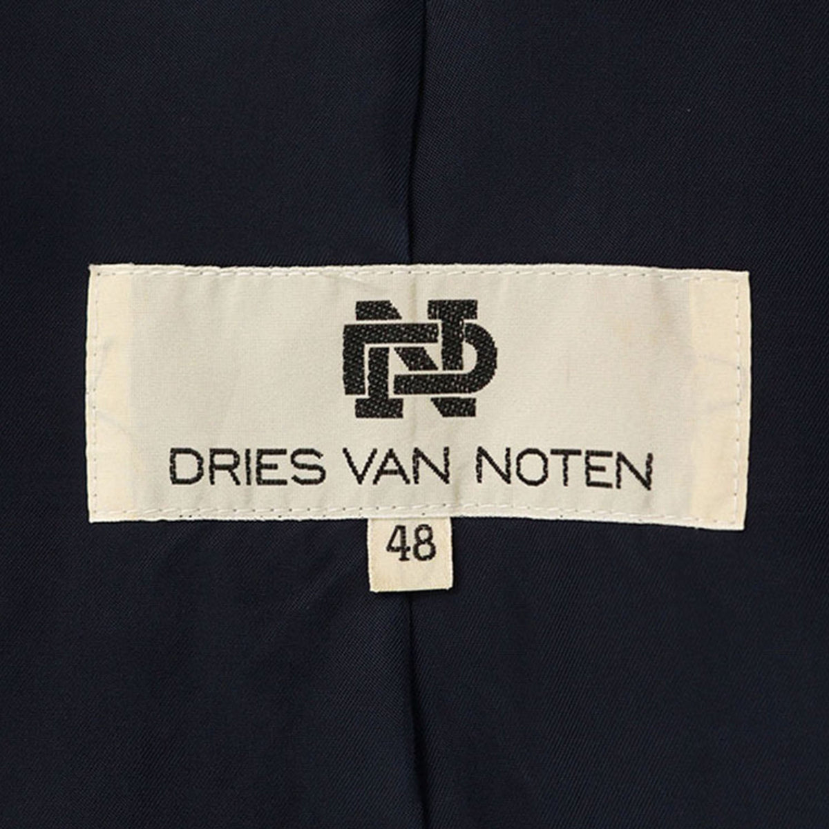 DRIES VAN NOTEN Navy Nylon Coat Size 48