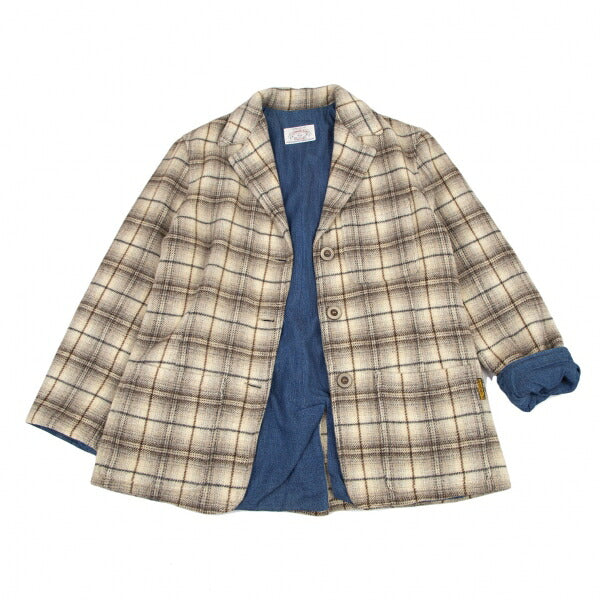 ARMANI JEANS Brushed Wool Check Jacket Cream Size 42