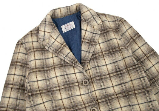 ARMANI JEANS Brushed Wool Check Jacket Cream Size 42
