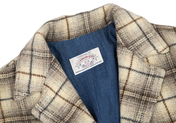 ARMANI JEANS Brushed Wool Check Jacket Cream Size 42