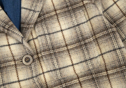 ARMANI JEANS Brushed Wool Check Jacket Cream Size 42