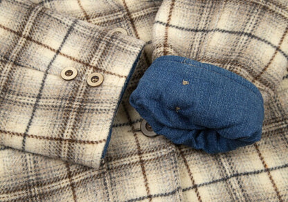 ARMANI JEANS Brushed Wool Check Jacket Cream Size 42