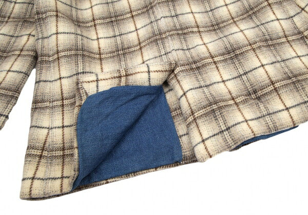 ARMANI JEANS Brushed Wool Check Jacket Cream Size 42