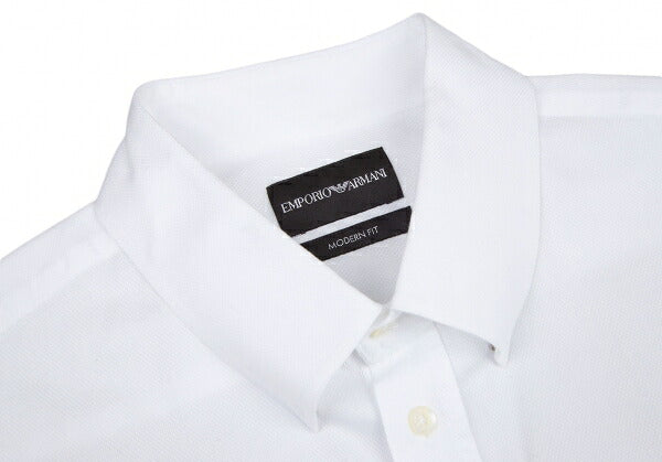 EMPORIO ARMANI Cotton Dobby Button-Down Shirt White Size 42