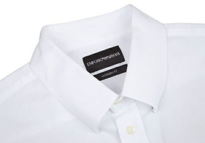 EMPORIO ARMANI Cotton Dobby Button-Down Shirt White Size 42