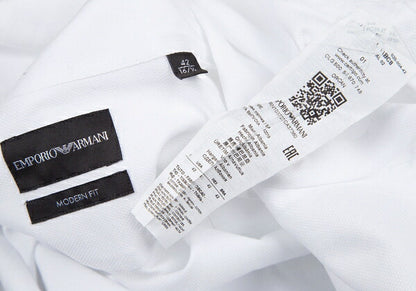 EMPORIO ARMANI Cotton Dobby Button-Down Shirt White Size 42