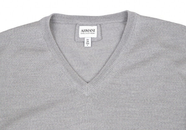 ARMANI COLLEZIONI Wool V-Neck Sweater Gray Size L