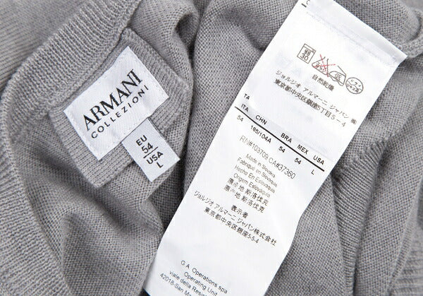 ARMANI COLLEZIONI Wool V-Neck Sweater Gray Size L