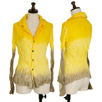 ISSEY MIYAKE Wrinkle Pleated Gradation Jacket Yellow Size M