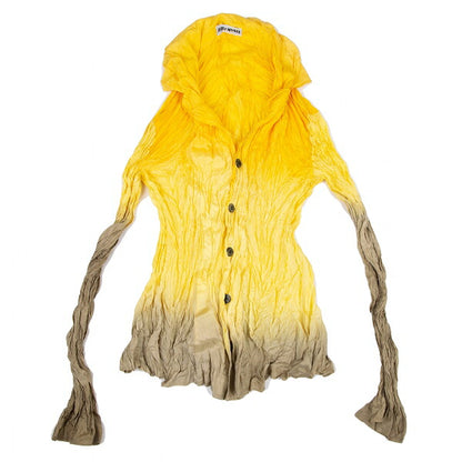 ISSEY MIYAKE Wrinkle Pleated Gradation Jacket Yellow Size M