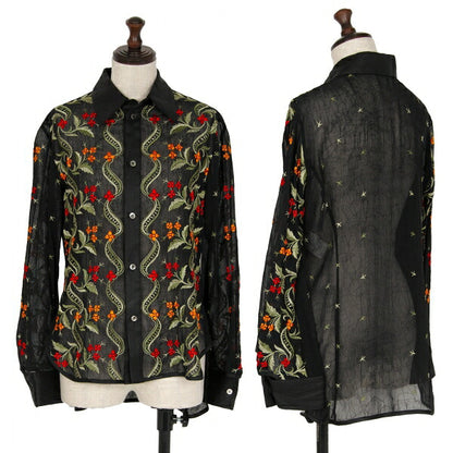 Yohji Yamamoto FEMME Flower Embroidery Shirt Black Size 1