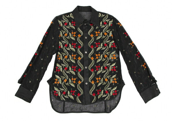 Yohji Yamamoto FEMME Flower Embroidery Shirt Black Size 1