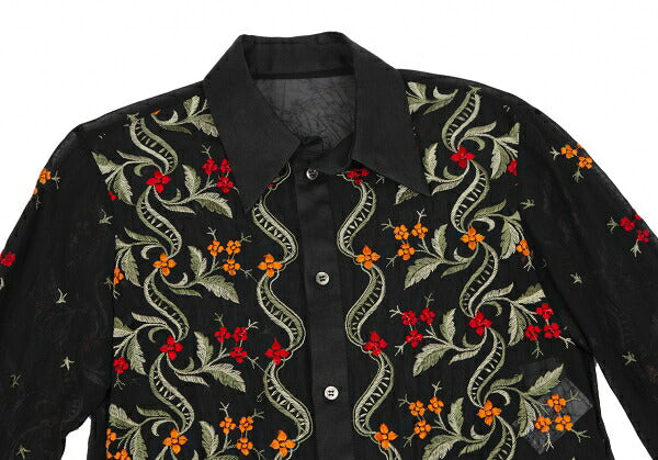 Yohji Yamamoto FEMME Flower Embroidery Shirt Black Size 1