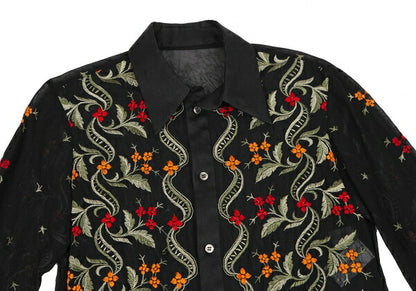 Yohji Yamamoto FEMME Flower Embroidery Shirt Black Size 1