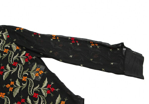Yohji Yamamoto FEMME Flower Embroidery Shirt Black Size 1