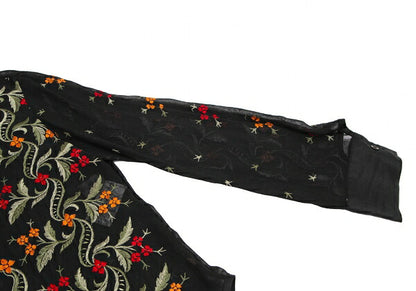 Yohji Yamamoto FEMME Flower Embroidery Shirt Black Size 1