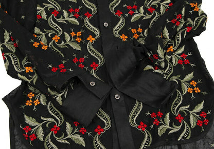 Yohji Yamamoto FEMME Flower Embroidery Shirt Black Size 1