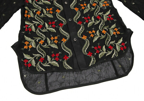 Yohji Yamamoto FEMME Flower Embroidery Shirt Black Size 1