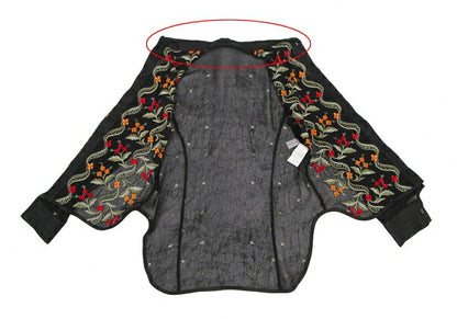 Yohji Yamamoto FEMME Flower Embroidery Shirt Black Size 1